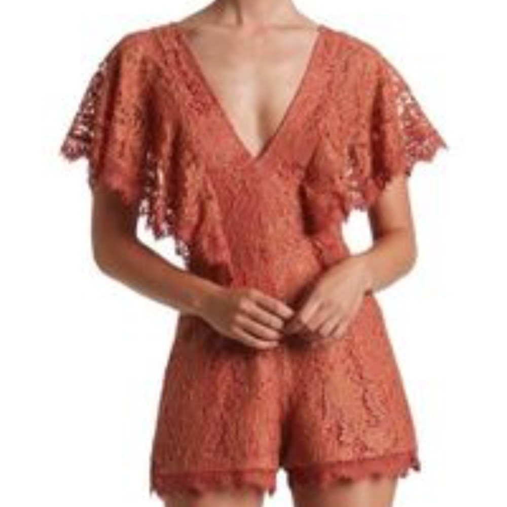 Lace Romper with Metallic Accents